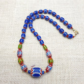 Colorful Chevron and White Heart Venetian Beads Glass Beads Necklace NC-106
